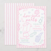 Invitation Fête d'anniversaire de fille de Spa-jama nuitée (Devant / Derrière)