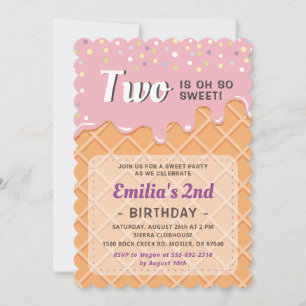 Invitation Fête d'anniversaire de fille en été avec glace