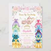Invitation Fête d'anniversaire de fille en robe de princesse (Devant)