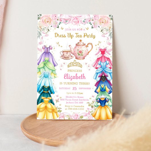 Invitation Fête d'anniversaire de fille en robe de princesse