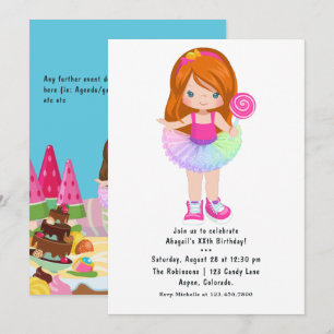 Invitation Fête d'anniversaire de fille en tutu Candy Land