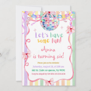 Invitation Fête d'anniversaire de fille fantaisie pastel colo