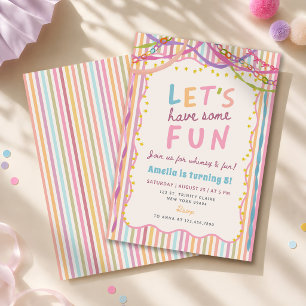 Invitation Fête d'anniversaire de fille fantaisiste colorée