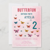 Invitation Fête d'anniversaire de fille Fleurs Papillon Migno (Devant)