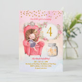 Invitation Fête d'anniversaire de fille illustrée mignonne (Debout devant)