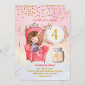 Invitation Fête d'anniversaire de fille illustrée mignonne (Devant / Derrière)