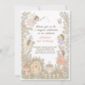 Invitation Fête d'anniversaire de fille jardin de fée floral (Devant)