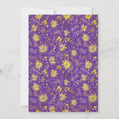 Invitation Fête d'anniversaire de fille jaune et violet (Dos)