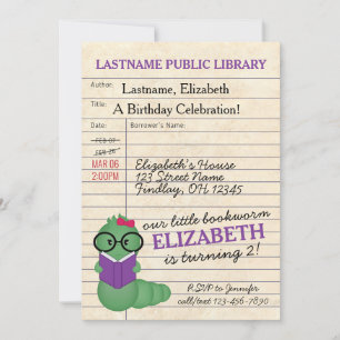 Invitation Fête d'anniversaire de fille lectrice de livres ro