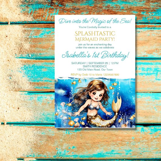 Invitation Fête d'anniversaire de fille mignonne sous la mer
