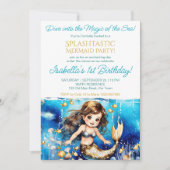 Invitation Fête d'anniversaire de fille mignonne sous la mer (Devant)