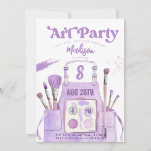 Invitation Fête d'anniversaire de fille peinture artistique v