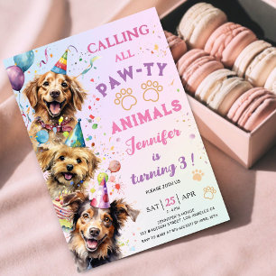 Invitation Fête d'anniversaire de fille pour 3 ans avec thème