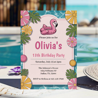 Invitation Fête d'anniversaire de fille pour une soirée pisci