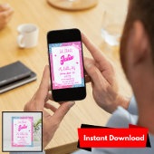 Invitation Fête d'anniversaire de fille rose, blanche et Part