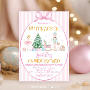 Invitation Fête d'anniversaire de fille rose Casse-Noisette N