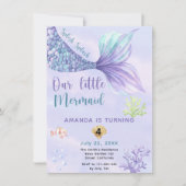 Invitation Fête d'anniversaire de fille sirène (Devant)