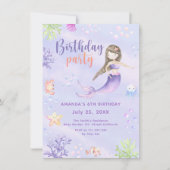 Invitation Fête d'anniversaire de fille sirène (Devant)