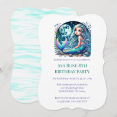 Invitation Fête d'anniversaire de fille sirène lunatique (Devant / Derrière)