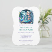 Invitation Fête d'anniversaire de fille sirène lunatique (Debout devant)
