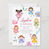 Invitation Fête d'anniversaire de fille thème jardin de fées (Devant)