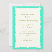 Invitation Fête d'anniversaire de fille turquoise florale (Devant)
