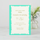 Invitation Fête d'anniversaire de fille turquoise florale (Debout devant)