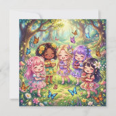 Invitation Fête d'anniversaire de filles Chibi diverses avec (Devant)