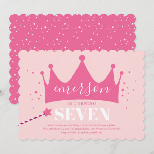 Invitation Fête d'anniversaire de filles couronne de princess