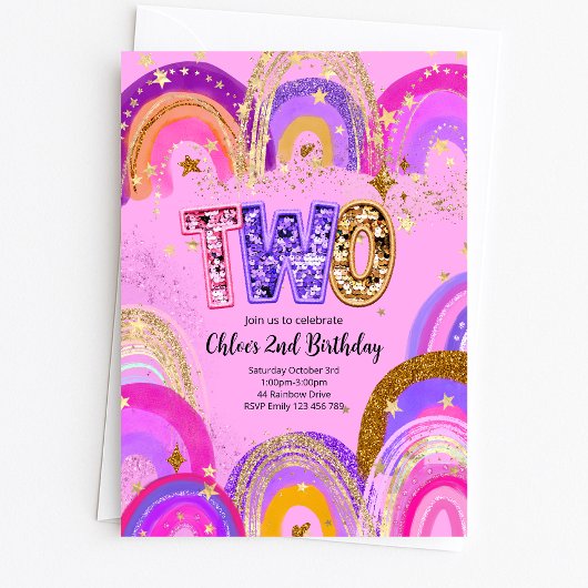 Invitation Fête d'anniversaire de filles de 2 ans
