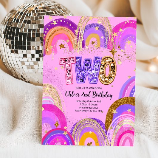 Invitation Fête d'anniversaire de filles de 2 ans