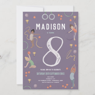 Invitation Fête d'anniversaire de filles de gymnastique viole