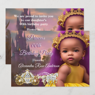 Invitation Fête d'anniversaire de filles princesse violet eth