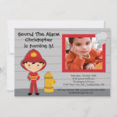 Invitation Fête d'anniversaire de Firetruck de garçon de (Devant)