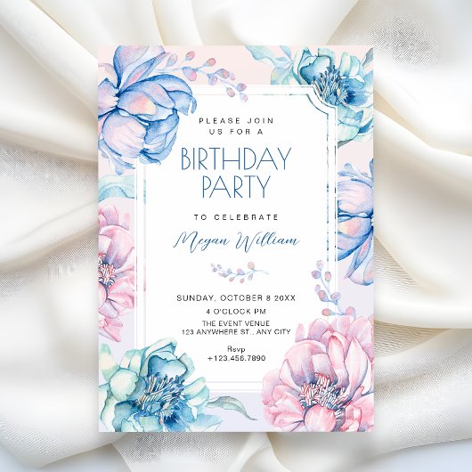 Invitation fête d'anniversaire de floraison florale