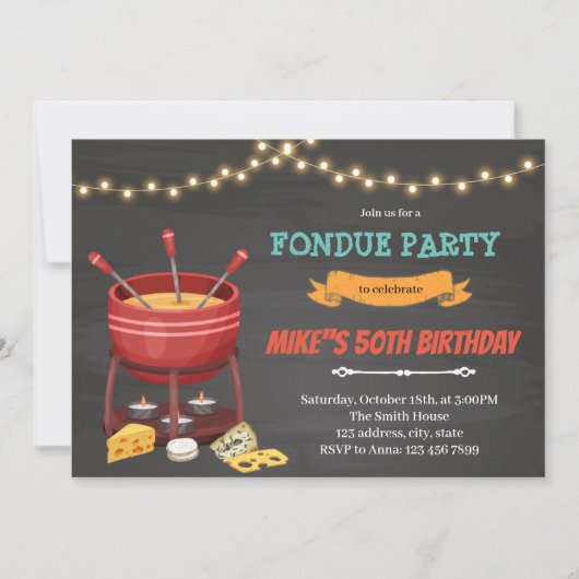Invitation Fête d'anniversaire de Fondue (Devant)