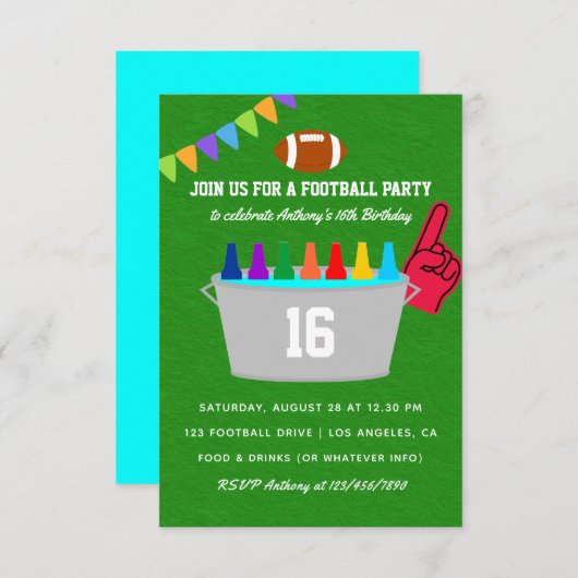 Invitation Fête d'anniversaire de football (Devant / Derrière)