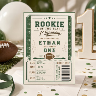Invitation Fête d'anniversaire de Football Green Rookie 1ère