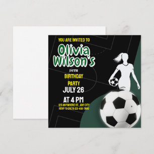 Invitation Fête d'anniversaire de football, joueuse de footba