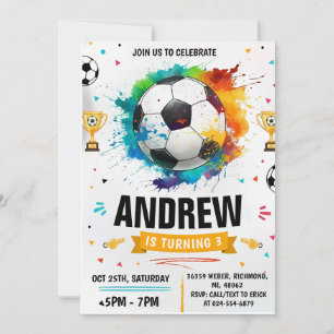Invitation Fête d'anniversaire de football personnalisée
