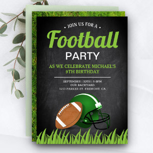 Invitation Fête d'anniversaire de football pour enfants Chalk