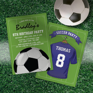 Invitation Fête d'anniversaire de football pour enfants   Mai