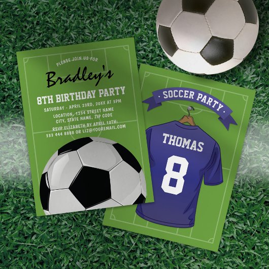 Invitation Fête d'anniversaire de football pour enfants | Mai