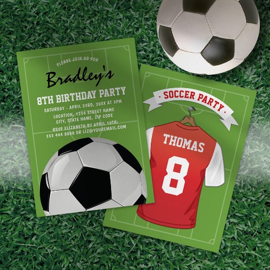 Invitation Fête d'anniversaire de football pour enfants | Mai