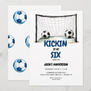 Invitation Fête d'anniversaire de football pour jeunes Bleus 