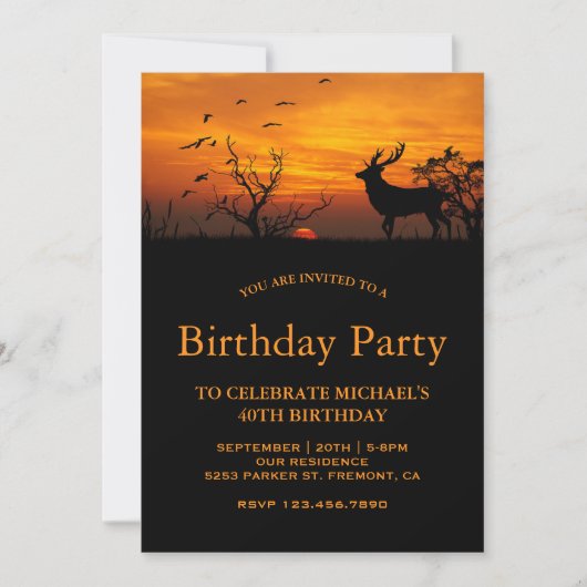 Invitation Fête d'anniversaire de Forest Sunset Deer (Devant)