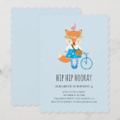 Invitation Fête d'anniversaire de Fox. Bébé fille. Animal gam (Devant / Derrière)