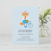 Invitation Fête d'anniversaire de Fox. Bébé fille. Animal gam (Debout devant)