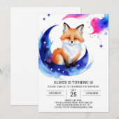 Invitation Fête d'anniversaire de Fox Delft (Devant / Derrière)
