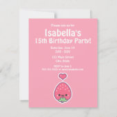 Invitation Fête d'anniversaire de fraise de Kawaii Invitaions (Dos)